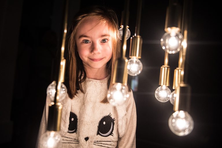 Gallery thumbnail. 6 year old, Erin Merc, enjoying the launch of the exhibition, As Above, So Below: Portals, Visions, Spirits & Mystics, in IMMA, Dublin. 13/04/2017. Photography by Ruth Medjber 