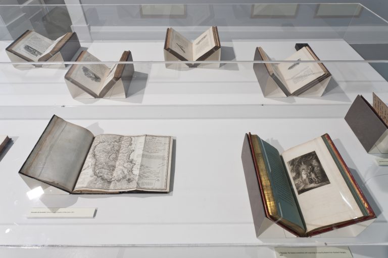 Gallery thumbnail. Installation view of books from the Thomas Bewick Collection , The Madden Arnholz Collection, Curated by Janet and John Banville 2011
