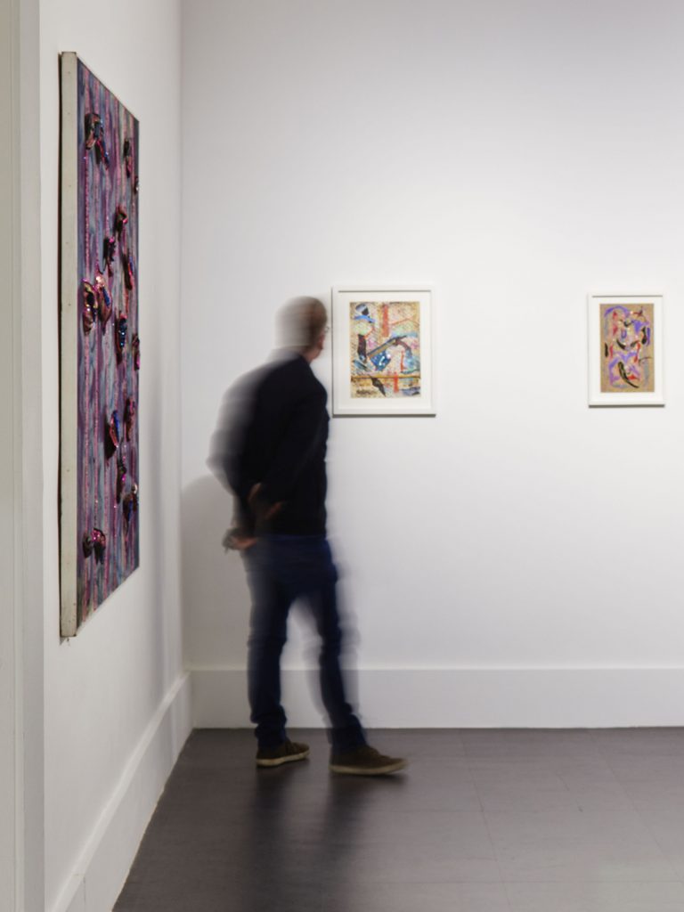 Gallery thumbnail. Installation view of Monir Shahroudy Farmanfarmaian, Sunset, Sunrise