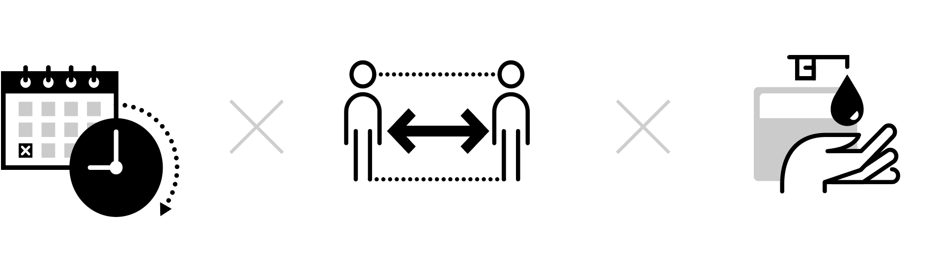 Graphic: Time, Social Distancing, Sanitation